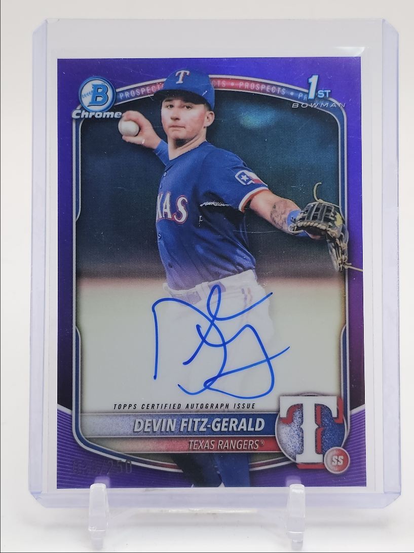 DEVIN FITZ-GERALD 2025 BOWMAN CHROME 1ST AUTOGRAPH PURPLE AUTO /250 Q3371