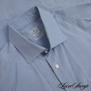 Truzzi Milano Made in Italy Solid Business Blue End on End Dress Shirt 17 NR