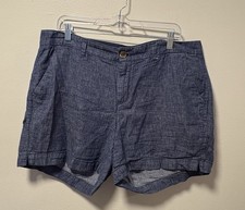 Old Navy Linen Blend Everyday Shorts Boho Coastal Cottage Beach Chambray Walking