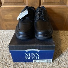 Men  s 10 M Nunn Bush Cameron Black Tumble Moc Toe Oxford Shoe - New