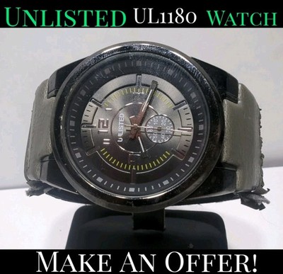  USED  Unlisted UL1180 Men's Watch - Black & Grey Stainless Steel - Japan Movt