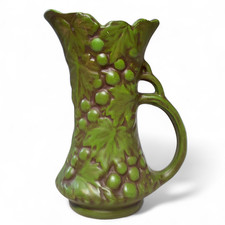 1970s VTG Nelson McCoy Pottery Co. Green Grape Vine Ceramic Pitcher 8