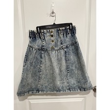 Vintage 80s Acid Wash Knee length Hunt Club High Waist Denim Skirt size 9