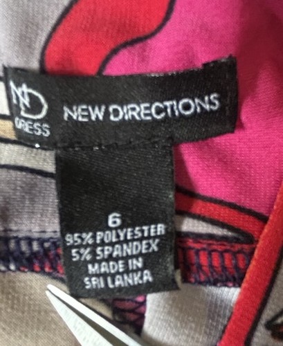 New Directions Women's Jersey Dress Size 6 Mod Groovy 60s Multicolor - Picture 9 of 10