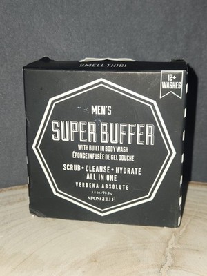 SPONGELLE Men s Super Buffer w/ Built In Body Wash VERBENA ABSOLUTE~NEW/SEALED
