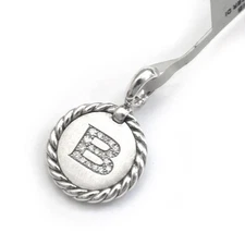 David Yurman Pave Diamond Sterling Silver Initial “B” Enhancer Pendant Charm New