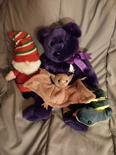 Lot of 4 Vintage 90's Classic Ty Beanie Babies includes Princess Bear - No Tags