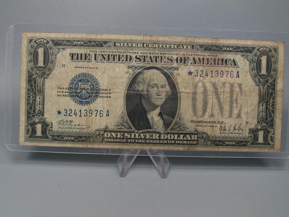 1928-B "**STAR**"  Blue Seal Silver Certificate $1 ONE Dollar note. - Image 2 of 4
