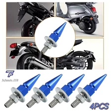 4Pcs Universal Spike Bullet Aluminum License Plate Frame Tag Bolts Screws Blue