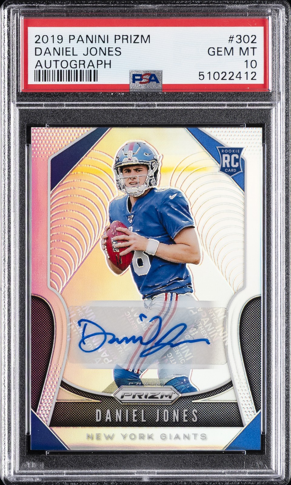 2019 PANINI PRIZM AUTO #302 DANIEL JONES ROOKIE RC PSA 10