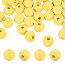 100pcs 16mm Yellow Natural Wood Beads with 4mm Hole Round Wooden Spacer Ball