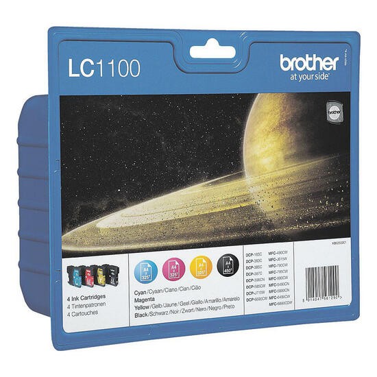 Brother Original LC-1100 Druckerpatronen 4Er Multipack Bk/C/M/Y (LC1100VALBPDR)-image