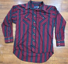 Vintage Wrangler Pearl Snap X-Long Tails Shirt Mens XL Striped Western 90s