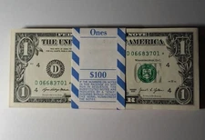 2021  (100) Pack “D” SEAL CONSECUTIVE STAR NOTES $1 DOLLAR BILL