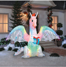 6 Ft  GIANT Rainbow Lightshow Dragon Flaming Mouth Christmas Outdoor Inflatable