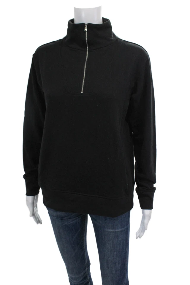 Sudadera Pullover Mujer Teory 1/2 Cremallera Manga Larga Negra Talla PP Foto 3 de 4