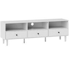 TV Units Stand Cabinet Multi Spacious Storage Minimal Sturdy Board Cream White