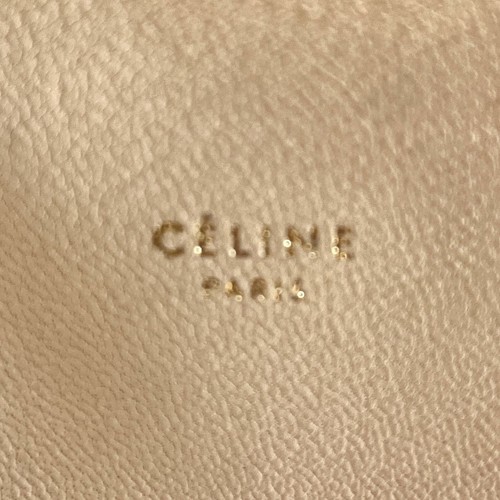CELINE Tote Shoulder Bag Leather Horizontal Cabas Beige Red Authentic #313 - Picture 4 of 24