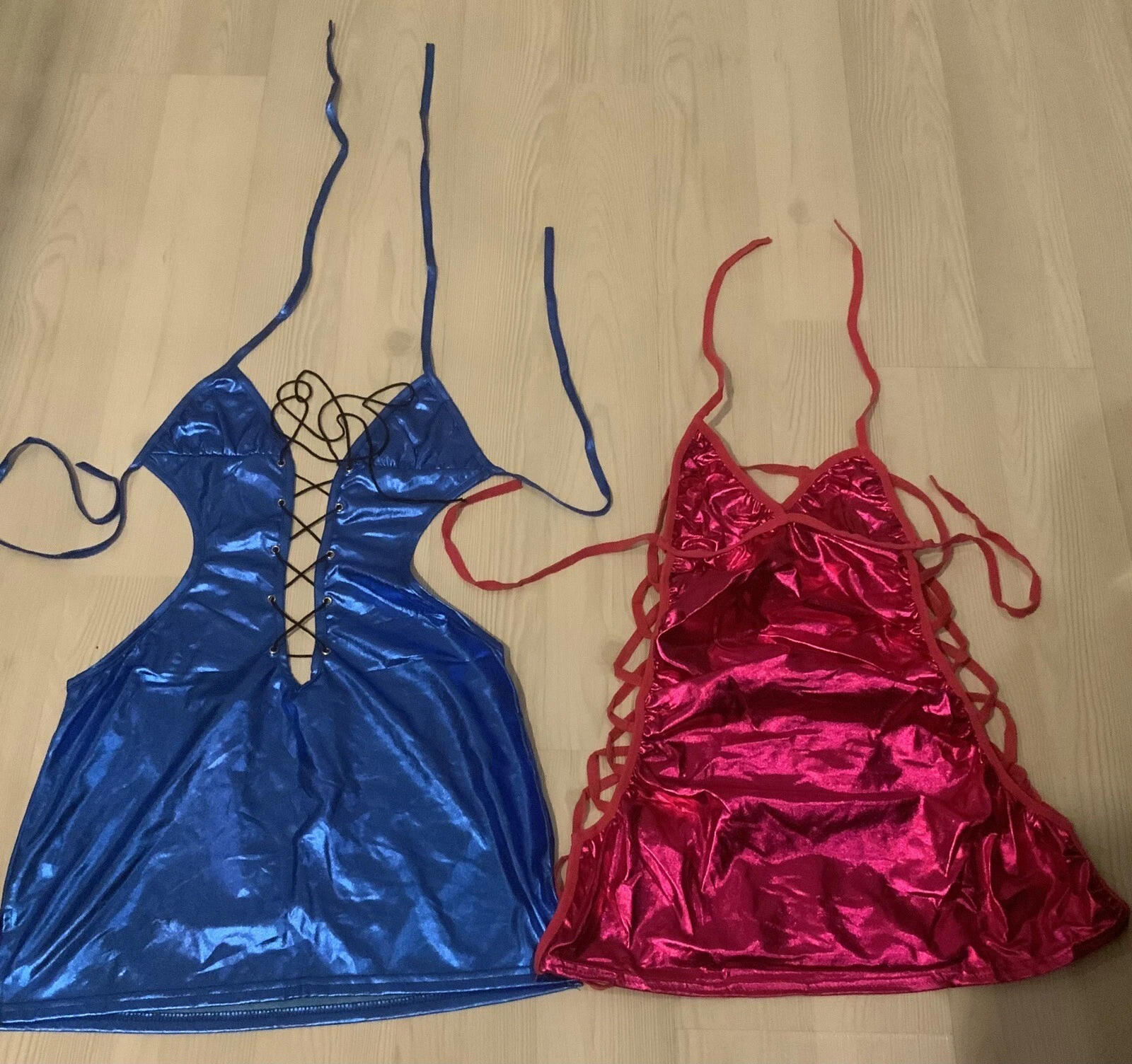 Mini abito aderente babydoll rosa caldo sexy San Valentino X2