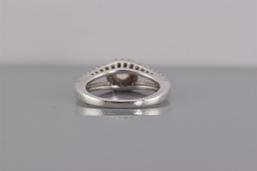 KRN Sterling Silber Zirkonia Solitär Halo Akzent Bandring 925 Gr: 6 - Bild 4 von 7