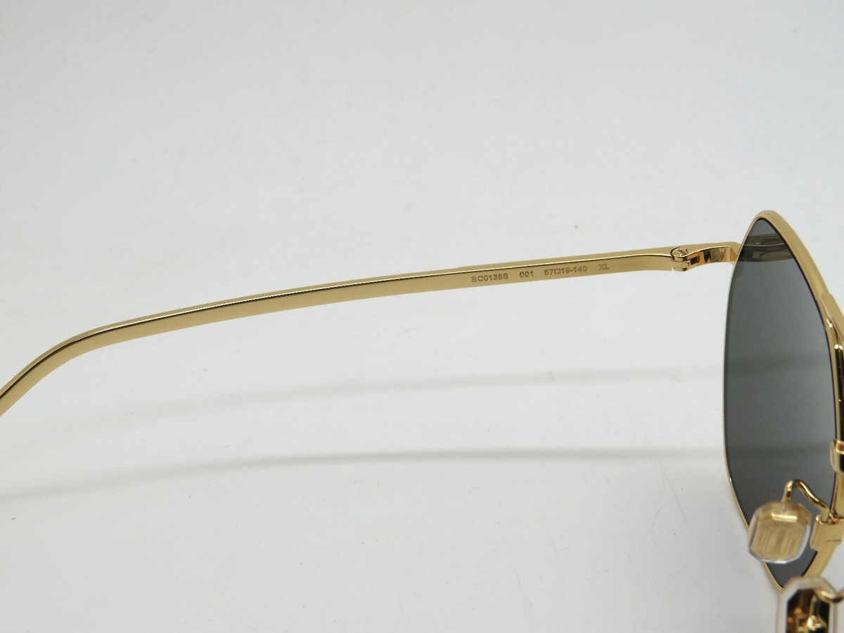 $940 BOUCHERON BC0138S 001 Gold/Grey Authentic 57mm 