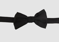  52 Ryan Seacrest Distinction Mens Solid Black Adjustable Pre Tied Bow Tie