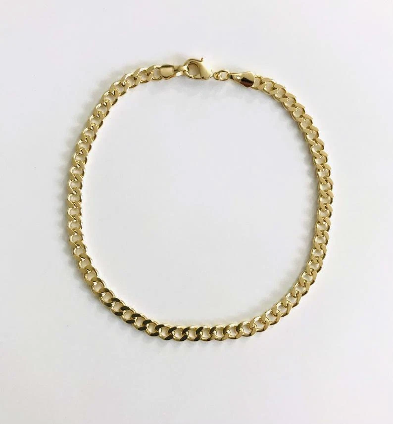 14k Gold Filled Cuban Anklet 10" long /Tobillera Bano de Oro Cubana 10" - CU100 - Image 3 of 4