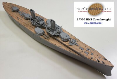 Wood Deck for 1/350 HMS Dreadnought (fits Zvezda kit) by Scaledecks [LCD-51]