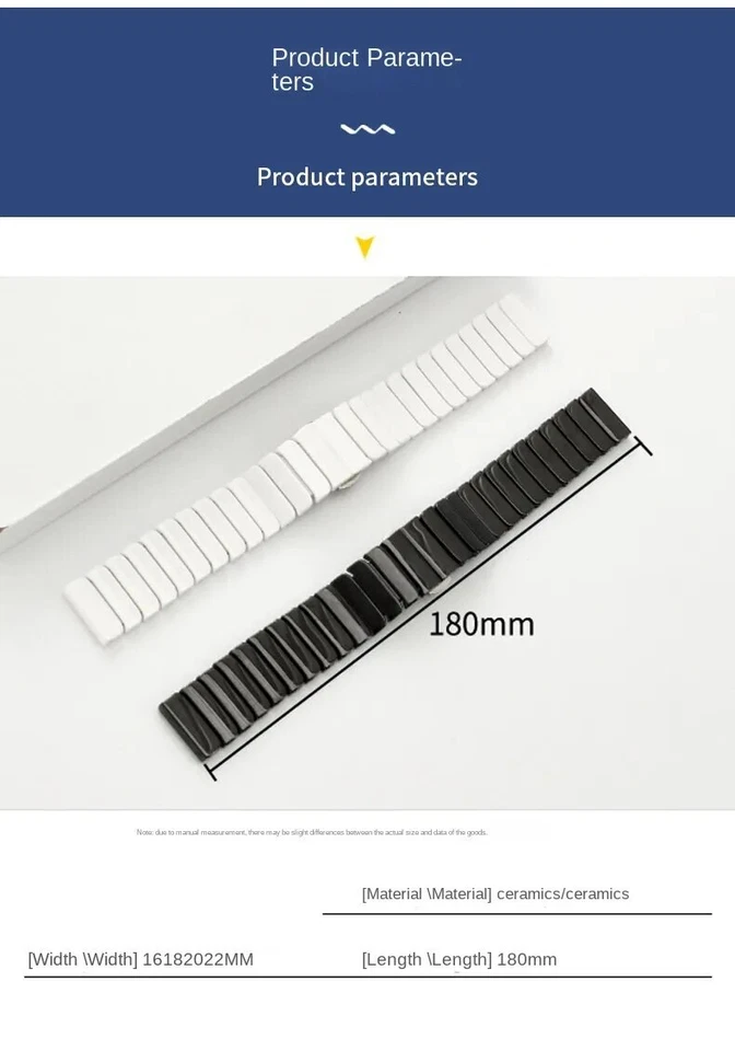 Correa de reloj de cerámica de alta gama para hombre impermeable pulsera de liberación rápida 16/18/20/22 mm Foto 3 de 4