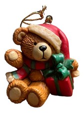 Ceramic Teddy Bear Christmas Ornament Aproximately 1.5 inches. SEE PHOTOS  READ