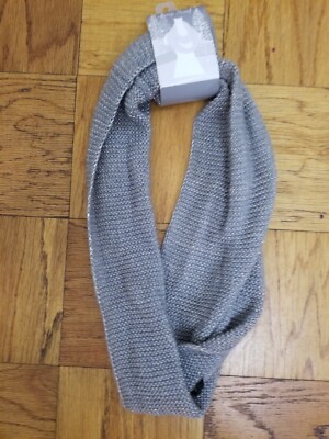 Scarf Loop Scarf Gray/Silver/Glittery/ Loose Cable Women's One Size NWT