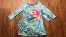 NEW Disney Store Little Mermaid Long Sleeve NightGown Size 2 PJs Little Girl