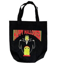 Vintage Happy Halloween Candy Bag Treat Sack USA Made Dracula Tombstone Black