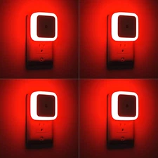 4pcs Red Night Light, Night Lights Plug into Wall, Dusk to Dawn Night Lamp Light