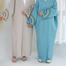 Evening Party Dubai Arab Women Open Dress Abaya Muslim Kaftan Cardigan Kimono