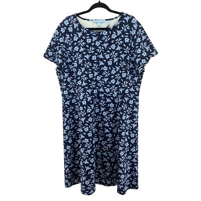 Draper James Floral Ponte A Line Dress 2X Navy Ditsy Floral Preppy Coastal