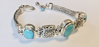 TURQUOISE BRACELET  925 STERLING SILVER  with toggle clasp 