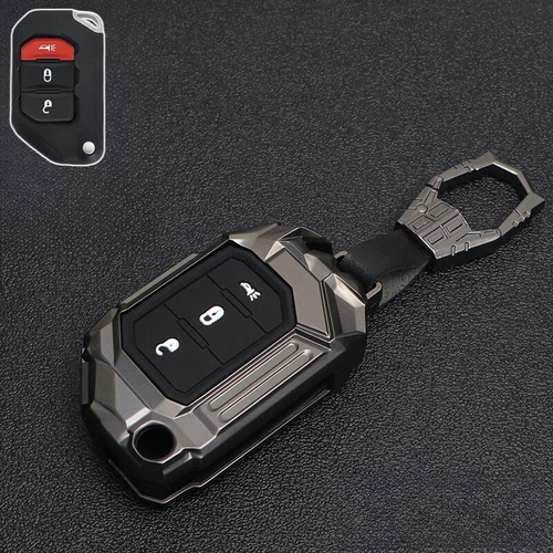 For Jeep Gladiator Wrangler JL JT Zinc Alloy Silicone Car Key Fob Case Cover - Bild 11 von 16