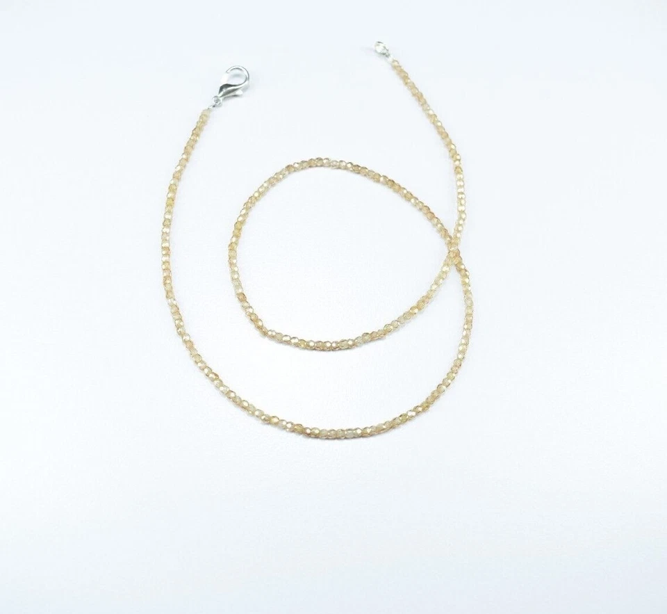 Ожерелье из чистого серебра с бисером AAA Cubic Zircon Rondelle Micro Faceted Gemstone - Изображение 4 из 4