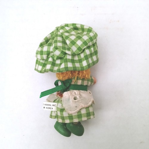 ITI Hawaii Hugger Clip On Doll Green Gingham Vintage 1982 Made in Korea - Picture 2 of 5