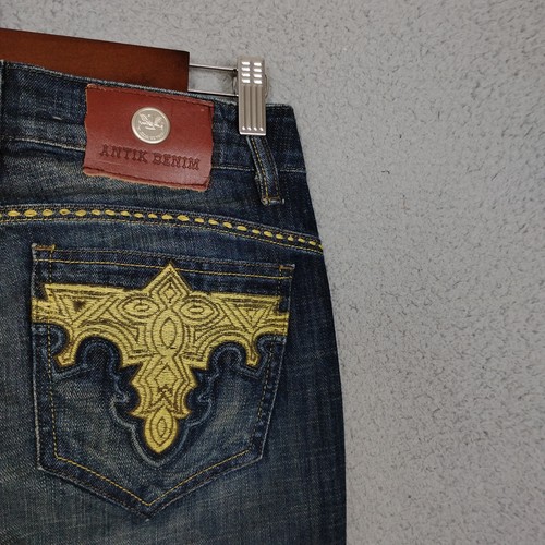 Antik Denim Jeans Womens 28 Blue Bootcut Embroidered Low Rise Stretch Denim NEW - Picture 5 of 16