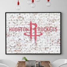 HOUSTON ROCKETS Official NBA Team Logo Bricks Basketball Home Poster Canvas