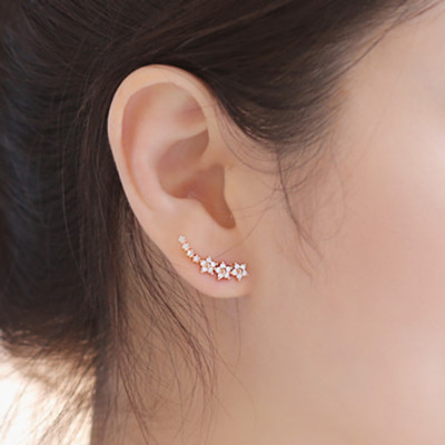 Orecchini A Clip Donna Con Cristalli E Strass: Luna E Stella Placcato - Eleganti E Fashion