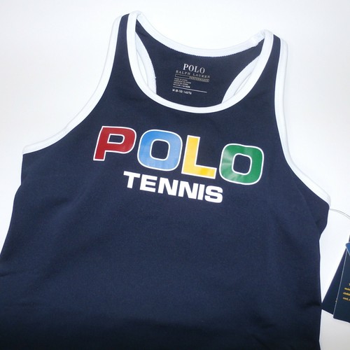 New $75 US Open Tennis Polo Ralph Lauren Navy Blue Dress Block Girls M / 8-10 - Picture 2 of 10