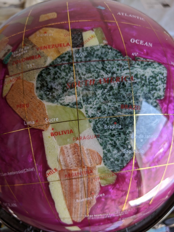 Unique Art 3-Inch Pink Pearl Swirl Ocean Gemstone World Globe Paper Weight