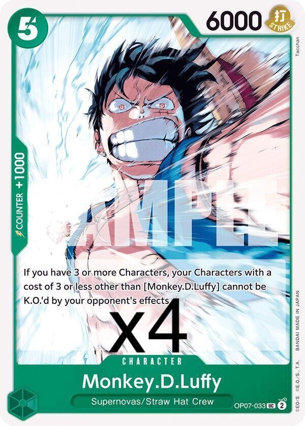 ワンピース カードゲーム ONE PIECE CARD GAME Monkey.D.Luffy 4X One Piece Card Game Monkey.D.Luffy OP07-033 Uncommon NM | eBay