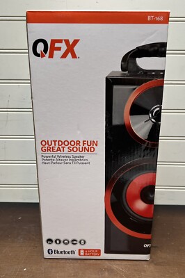 QFX BT-168 Bluetooth Multimedia Boom Box with FM Radio - black & red