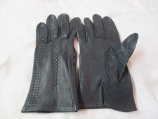Vintage black Leather Ladies Gloves