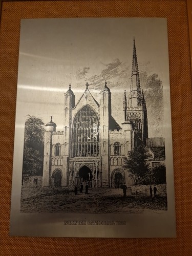 Omicways Ltd Catedral de Norwich 1838 acero inoxidable grabado a mano - Imagen 2 de 5