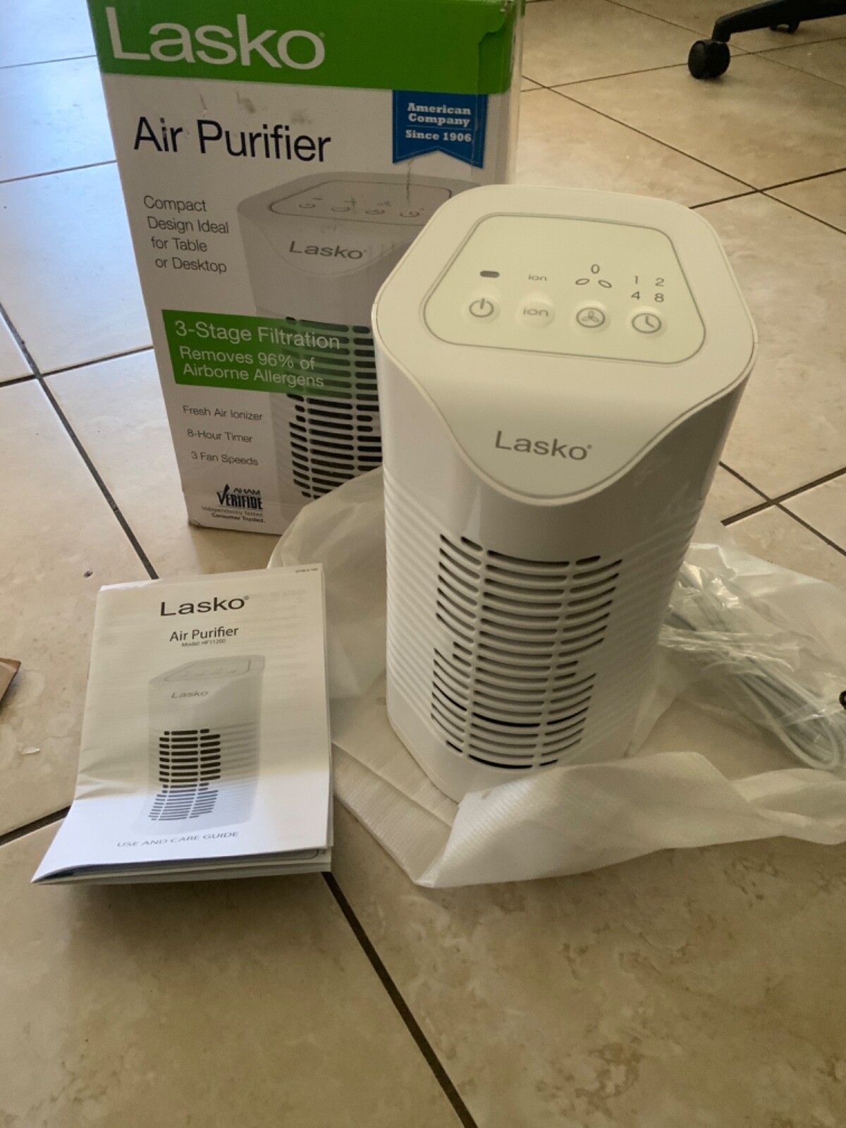Lasko Desktop Air Purifier w/3Stage Air Cleaning System HF11200 eBay